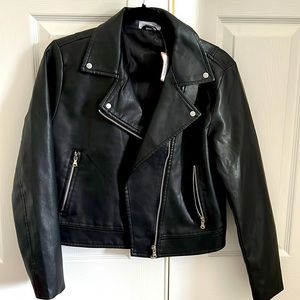 Brand New Black Leather Bomber Jacket by Vestique!
